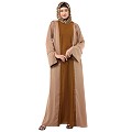 Dual colored layered abaya- Skin-Mustard
